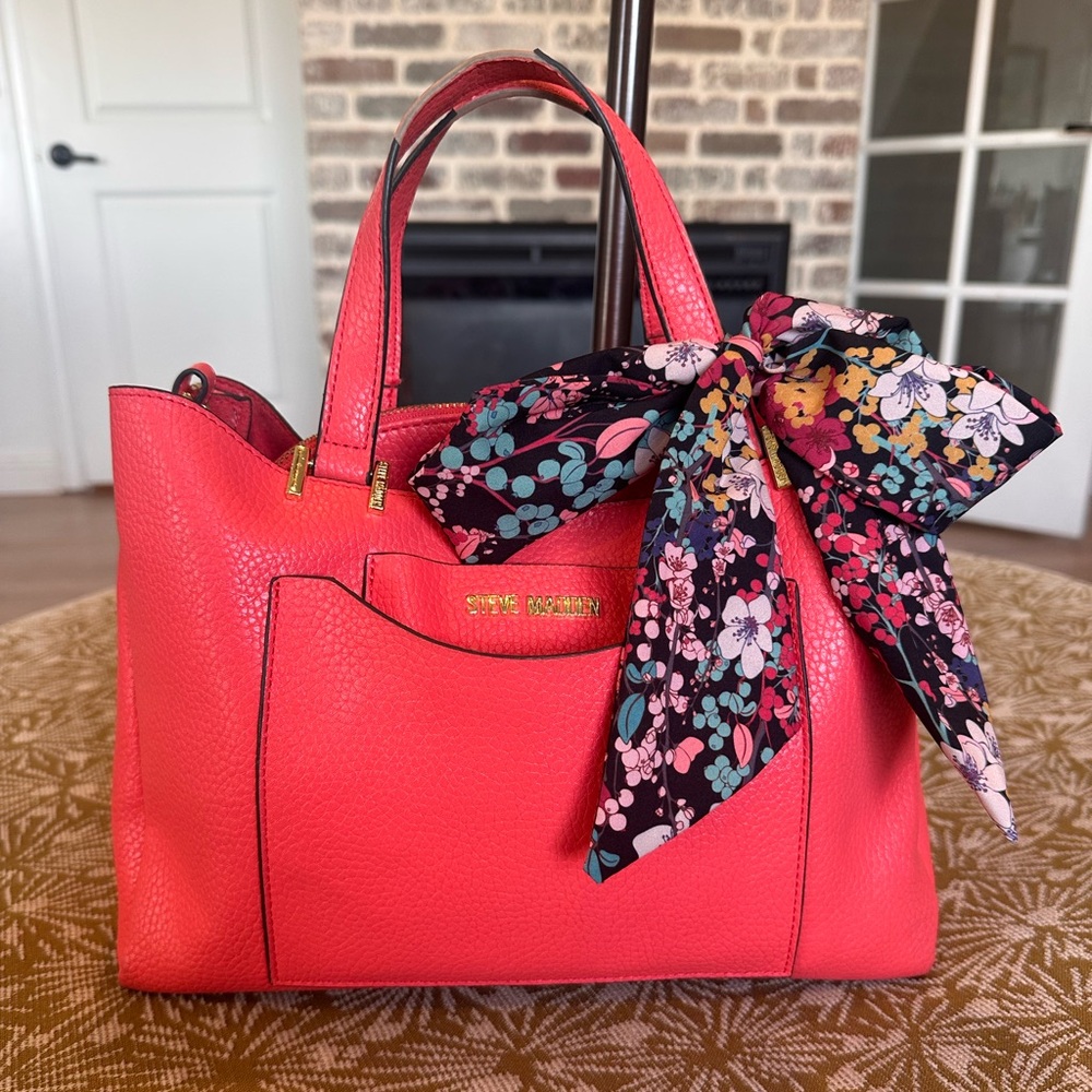 Steve Madden Coral Satchel with Floral Scarf